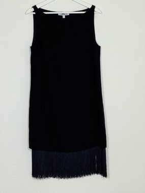 Elizabeth and James Black Sleeveless Fringe Hem Dress Size 8
